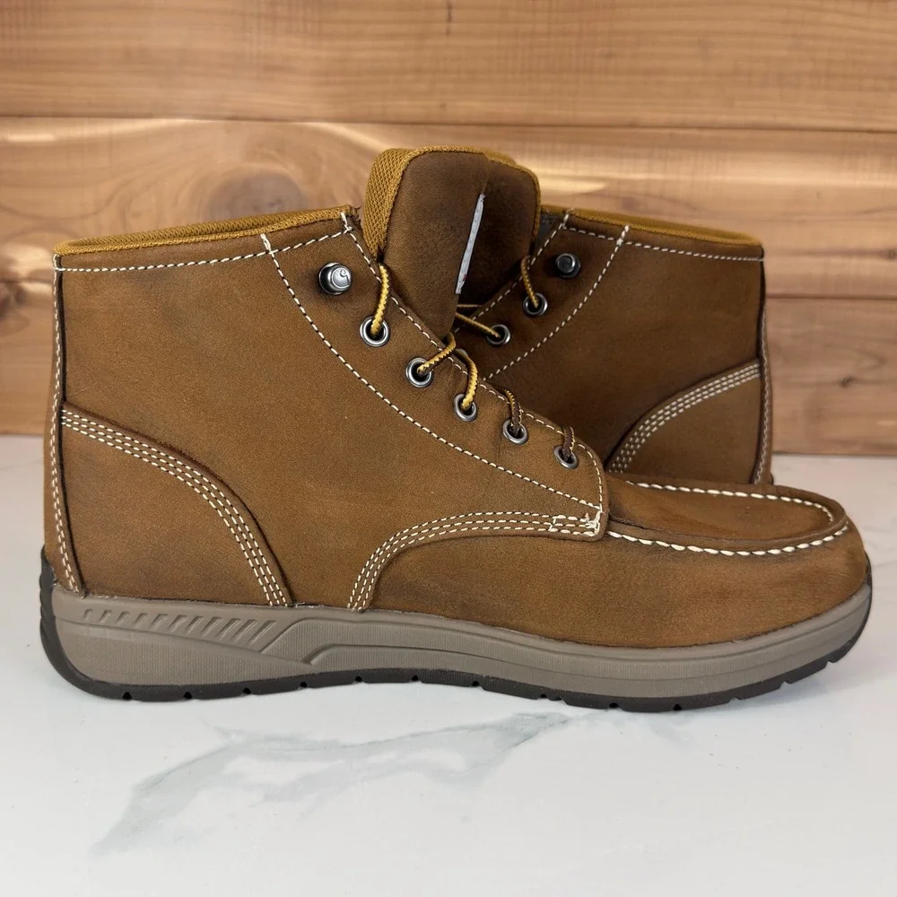 Carhartt Force 4-Inch Lightweight Wedge Work Boots Brown Leather Mens size 9